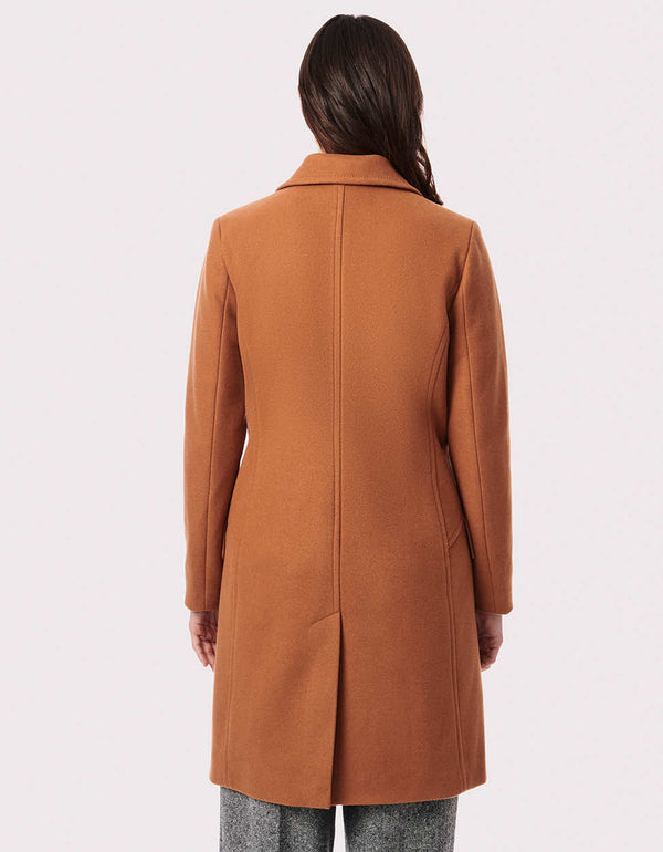 pumpkin spice fashion coat with classic wool blend and two black buttons for US trendy fashionistas