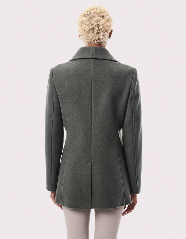 high quality modern green wool blazer with clean lapel and pocket design for US fall and spring