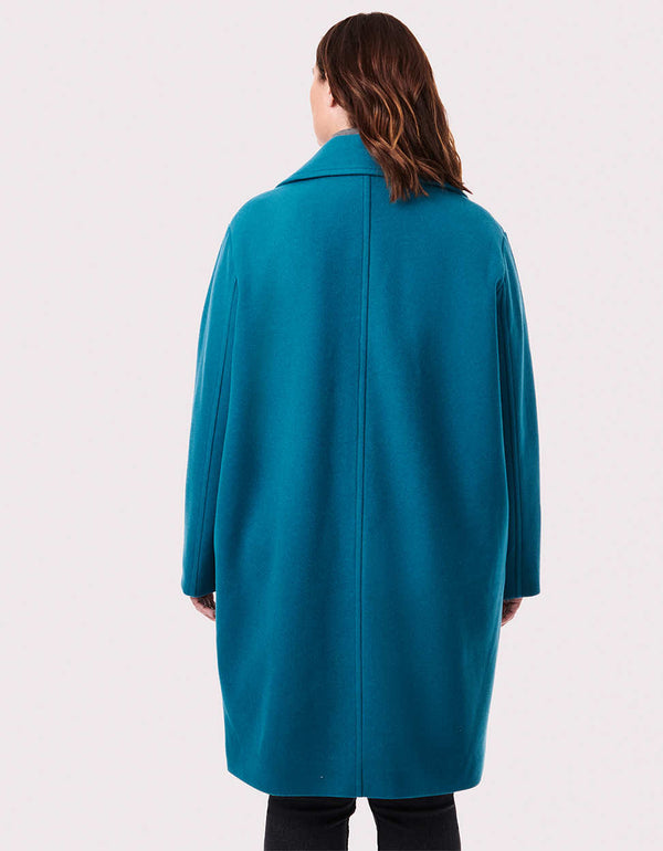 buy now everyday winter wear long blue wool coat for plus size women in the United States and Canada