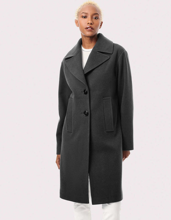 womens work winter wear for sale in gray color and oversized mid length design made from Bernardo Fashions