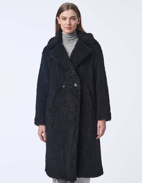 buy online this vegan fur coat for women has cozy teddy texture just right for fall and winter with a roomy fit in a longer length makes a great layer