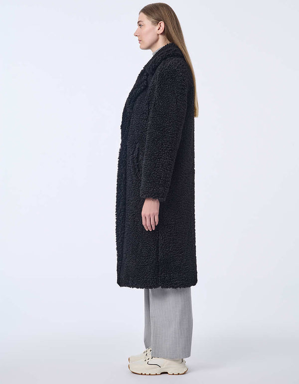 buy online this vegan fur coat for women has cozy teddy texture just right for fall and winter with a roomy fit in a longer length makes a great layer