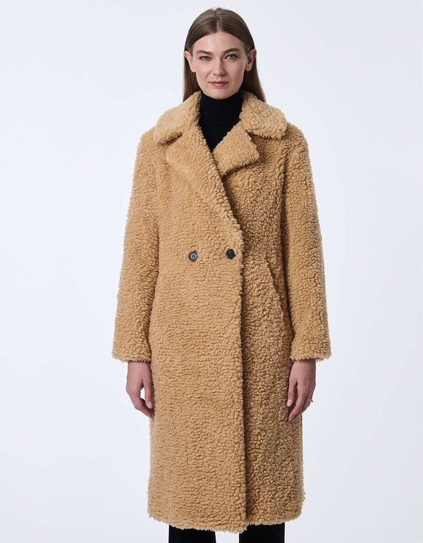 buy online this vegan fur coat for women has cozy teddy texture just right for fall and winter with a roomy fit in a longer length makes a great layer