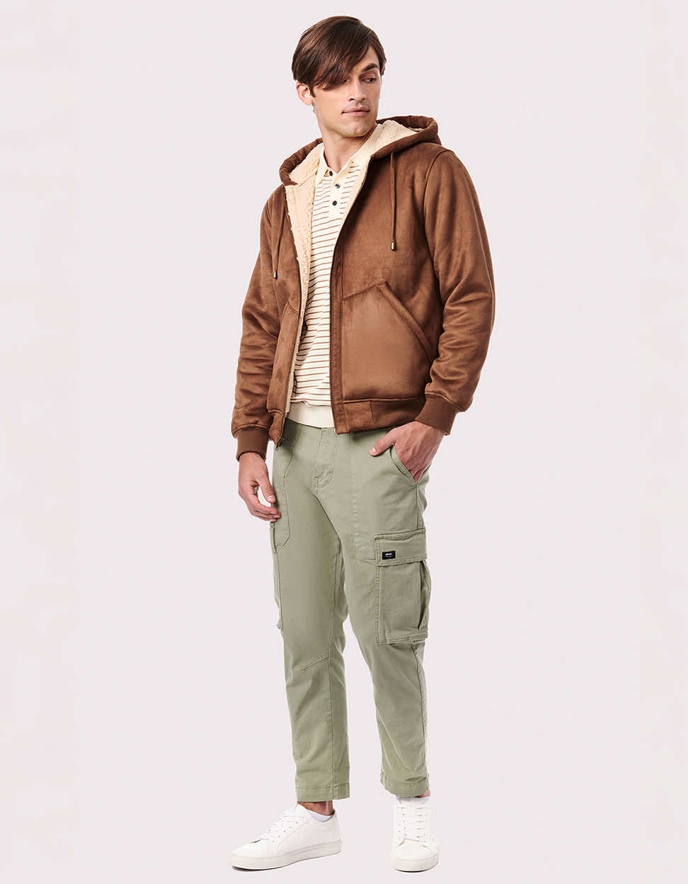 Men's Vegan Fur Hoodie Jacket - Camel – Bernardo