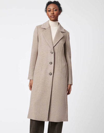 City Chic Long Wool Coat for Women - Heather Taupe - Bernardo