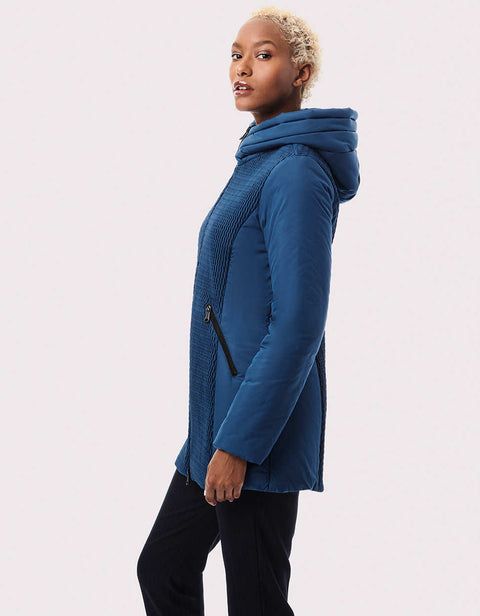 shop online for sale clothes during winter for women in dark blue color and quilted design