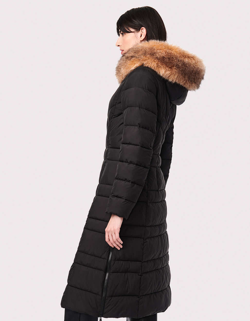 Park City Vegan Fur Trim Puffer Jacket - Black - Bernardo