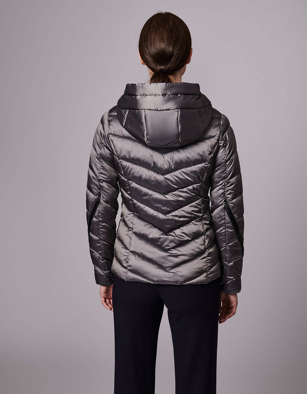 insulated with pure recycled plastic bottles grey puffer jacket that will keep you dry and comfy during winter