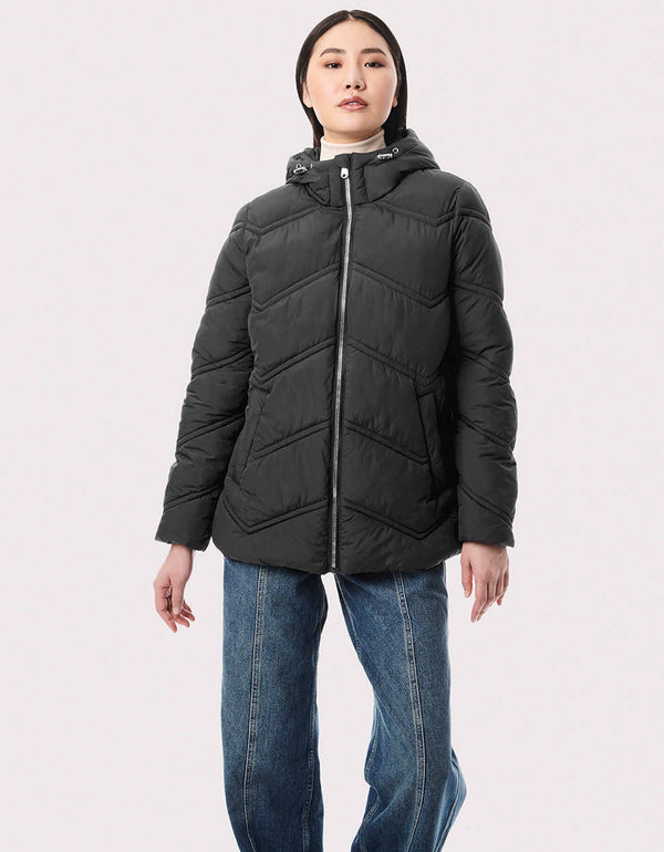 best light winter jacket for women with chevron quilted design from Bernardo Fashions