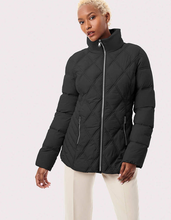 millennial womens diamond quilted refined puffer jacket with extra warmth and non bulk insulation
