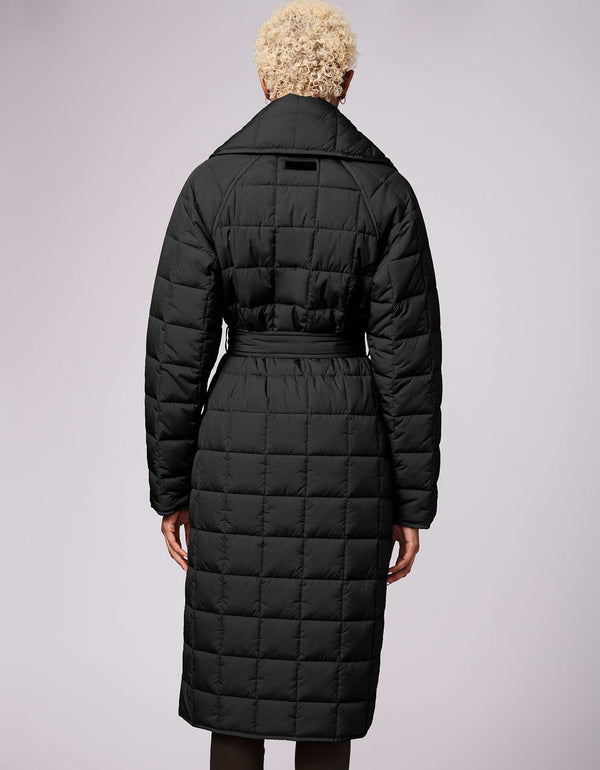 exclusive dark double breasted mysterious looking long fitting puffer jacket for every woman