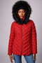 buy this womens puffer jacket has versatile sustainable style with detachable vegan fur trim on the hood Made from recycled materials