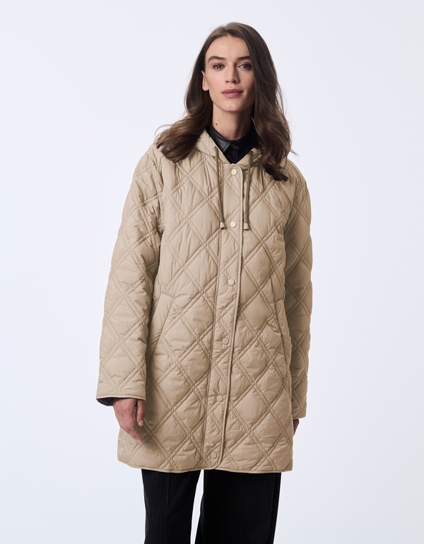 Bernardo Women s Recycled Quilted Hooded Liner Jacket Natural Casual Jackets