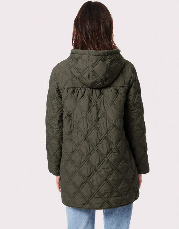 trendy cozy oversized forest color outerwear or warmer for spring or winter with drawstring