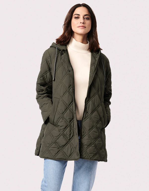 versatile moss green metallic puffer jacket that is good for camouflage for women or ladies