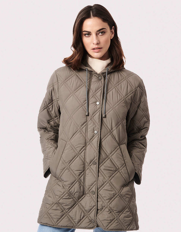 womens water resistant liquid metal soft and lightweight puffer jacket made with recycled materials