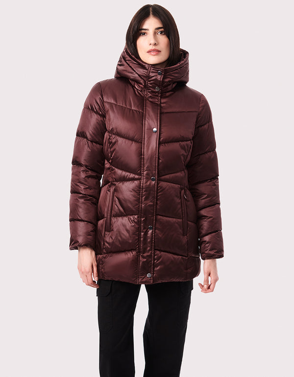 red puffer walker for winter wear on sale in a classic mid length fit a classic wintertime essential