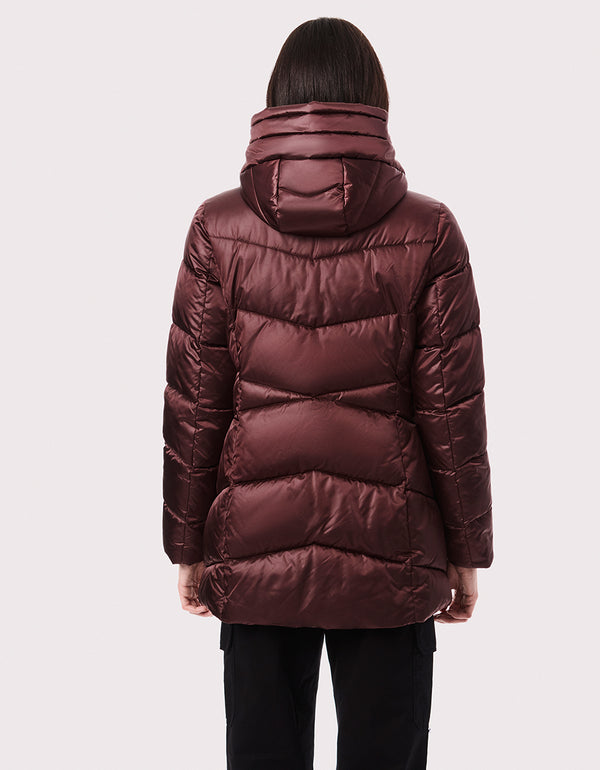 must have red puffer walker from bernardo fashions a trendy and sustainable clothing brand in the United States