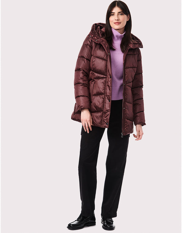 winter jacket online sale for women in color burgundy with plus hood and ample hand pockets