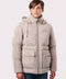 buy this winter puffer jacket for men has sustainable style with Ecoplume insulation versatility with a zip off hood and utility with 4 pockets