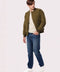 lighweight puffer jackets for men on sale in color green made from recycled post consumer plastic bottles