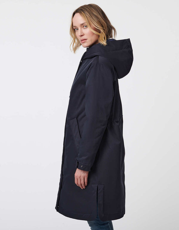 womens ideal deep ocean utility raincoat for unpredictable weather equipped with functional side pockets and hood