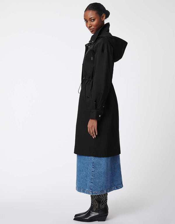 contemporary take on the classic womens trench coat with a focus on drawstrings for adjustability