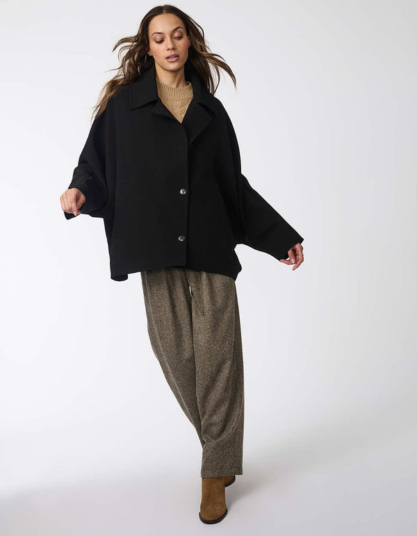 womens hip-length wool coat with a modern urban edge blend with comfort for metropolitan style