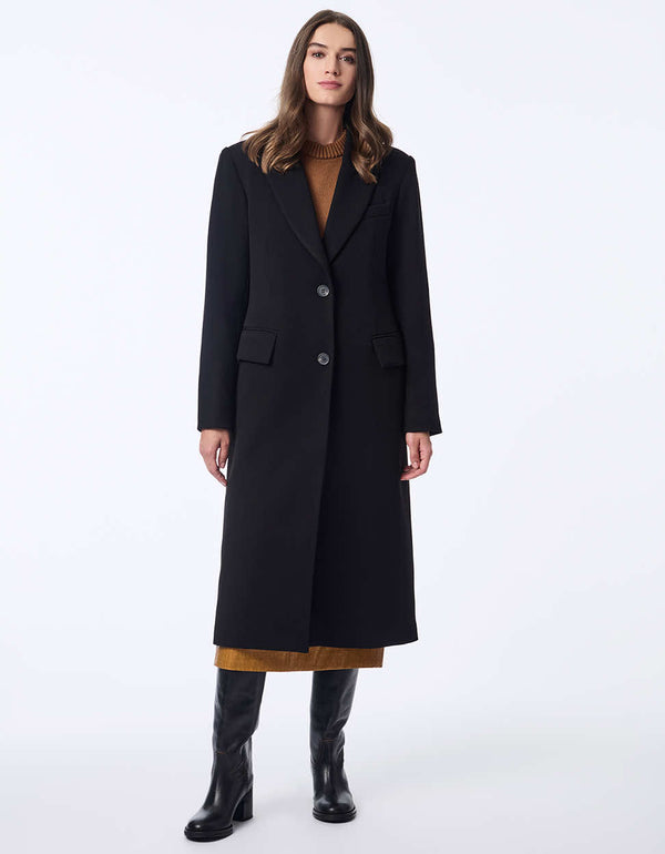 elegant wool coat for women featuring two large buttons for a stylish accent and practical flap pockets