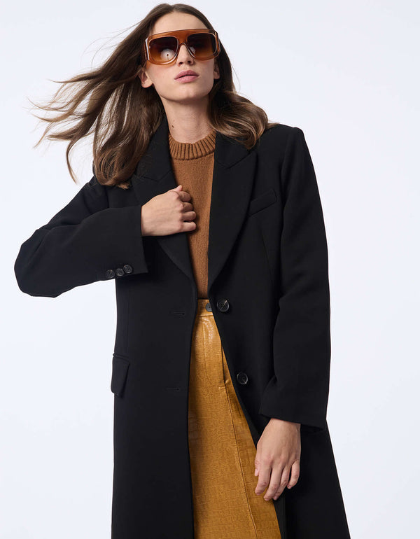 womens classic wool coat for a polished look with two large buttons that accent the coat for refined warmth