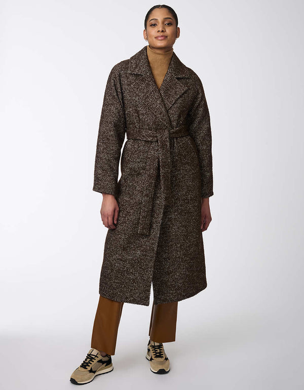 refined wrap wool coat for women with large lapels adjustable belt for a flattering silhouette