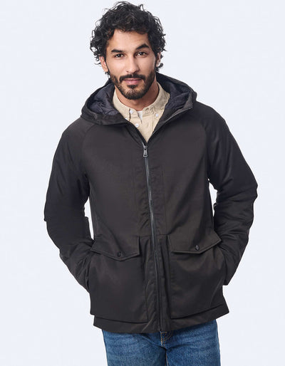 water resistant rain jacket for men with sleek silhouette hood and deep pockets for outdoor use