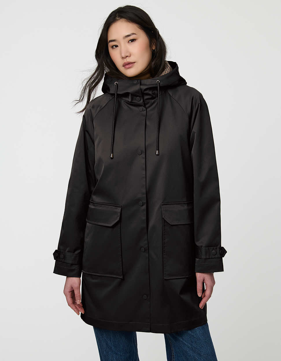 Urban Chic Oversized Rain Coat Black Bernardo - Main Image