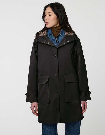 【 Urban unique 】 high-neck strap coat Urban Chic Oversized Rain Coat - Black