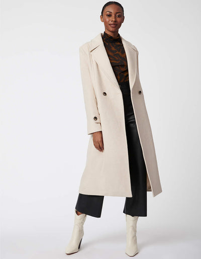 Signature Belted Wool Coat Putty Bernardo