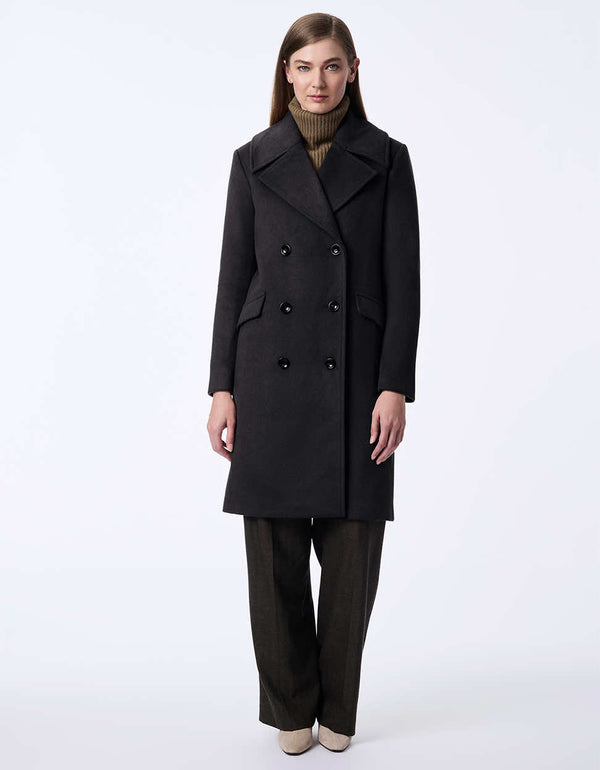 Women's Oversized Wool coat, a thigh-length double-breasted style for sophistication and warmth.