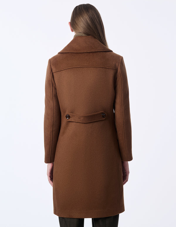 Women's Oversized Wool coat, a thigh-length double-breasted style for sophistication and warmth.