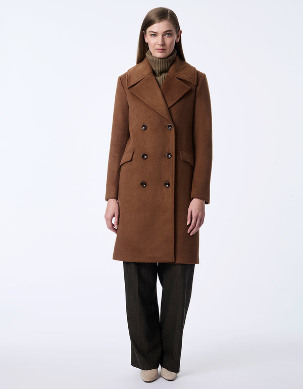 Women's Oversized Wool coat, a thigh-length double-breasted style for sophistication and warmth.