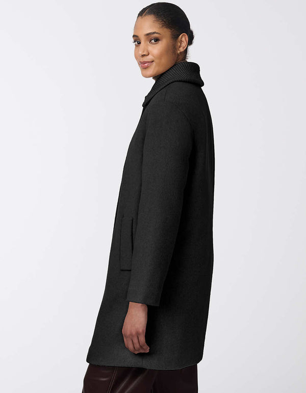 modern womens wool coat with sleek zipper and elegant silhouette for stylish cool weather looks