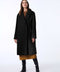 womens black mid length wool coat with a relaxed fit and double breasted front for a timeless and versatile look