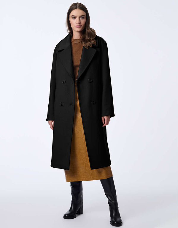 mid length brown classic wool coat for women exudes sophistication and relaxed fit silhouette for any occasion