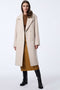 stylish putty or soft beige wool coat with a gentle drape and button accents offering chic look and warmth