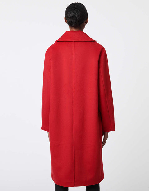 mid length red classic wool coat for women exudes sophistication and relaxed fit silhouette for any occasion