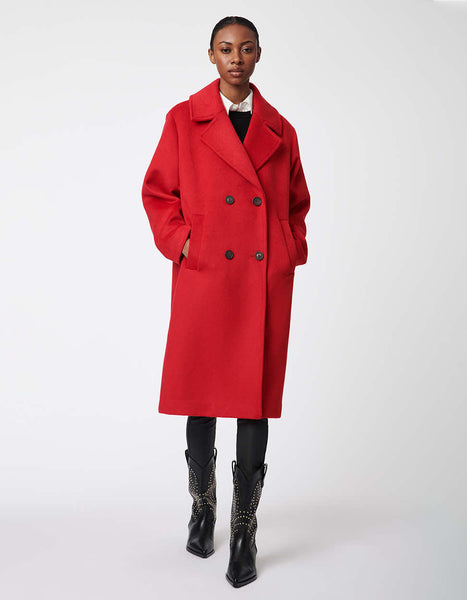 ジャケット・アウター OmarAfridi RAGLAN LONG COAT 20AW RED COLLEY LONG BLAZER in BRIGHT RUBY | ALICE + OLIVIA