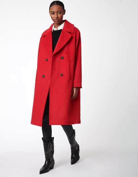 mid length red classic wool coat for women exudes sophistication and relaxed fit silhouette for any occasion