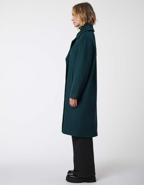 mid length teal classic wool coat for women exudes sophistication and relaxed fit silhouette for any occasion