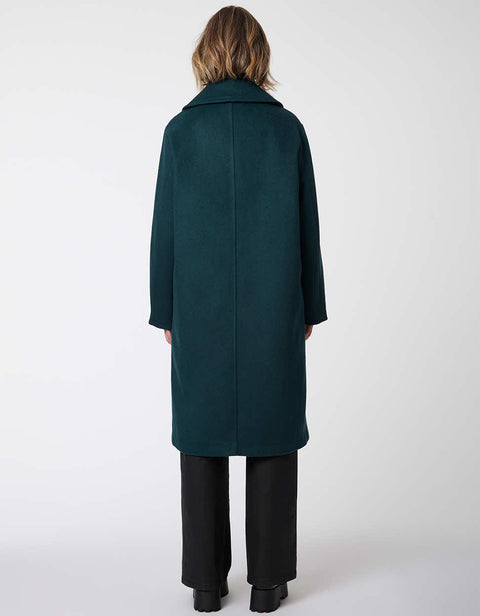 mid length teal classic wool coat for women exudes sophistication and relaxed fit silhouette for any occasion
