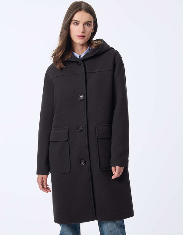 women's oversized wool coat. Contemporaru style with tortoise shell buttons for effortless styling.