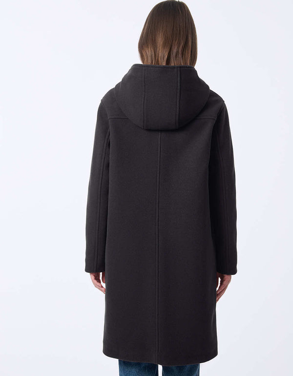 women's oversized wool coat. Contemporaru style with tortoise shell buttons for effortless styling.