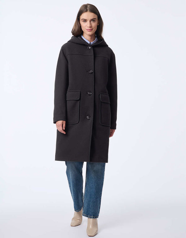 women's oversized wool coat. Contemporaru style with tortoise shell buttons for effortless styling.